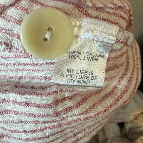 Linen blazer 100% natural fibers collared button up jacket oversized pinstriped - Picture 7 of 9